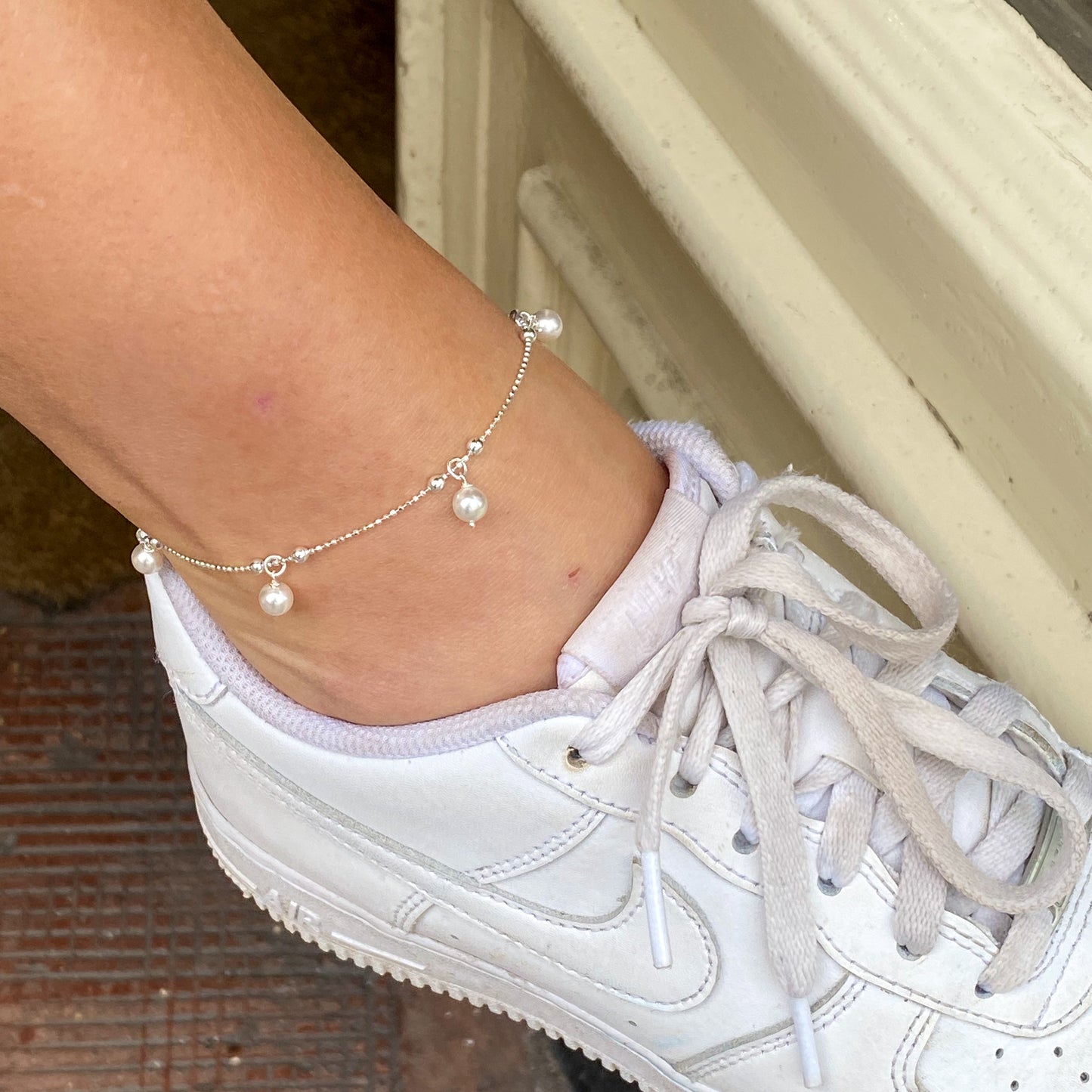 Silver Anklet - Pearl Drops - John Ross Jewellers