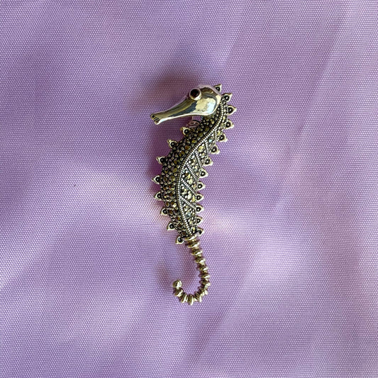 Silver Marcasite Seahorse Brooch - John Ross Jewellers