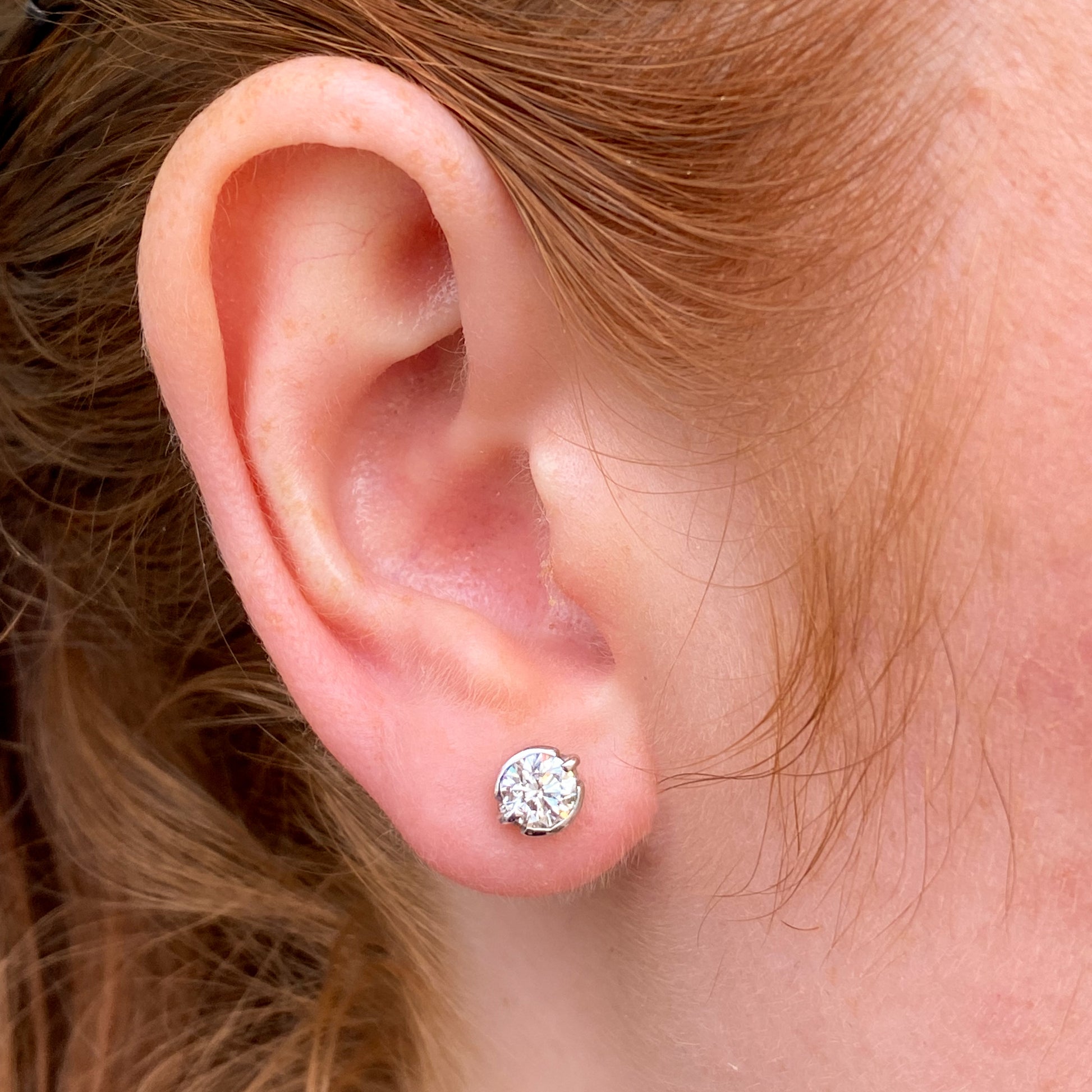 18ct White Gold Diamond Solitaire Stud Earrings - John Ross Jewellers