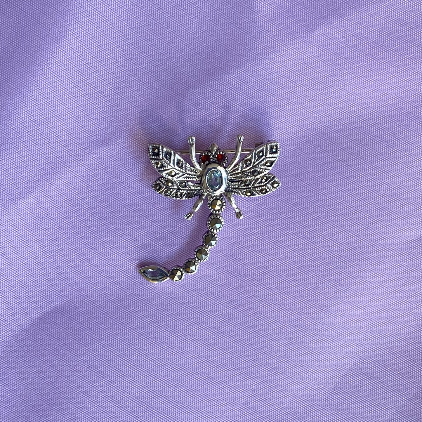 Silver Mini Marcasite Dragonfly Brooch - John Ross Jewellers