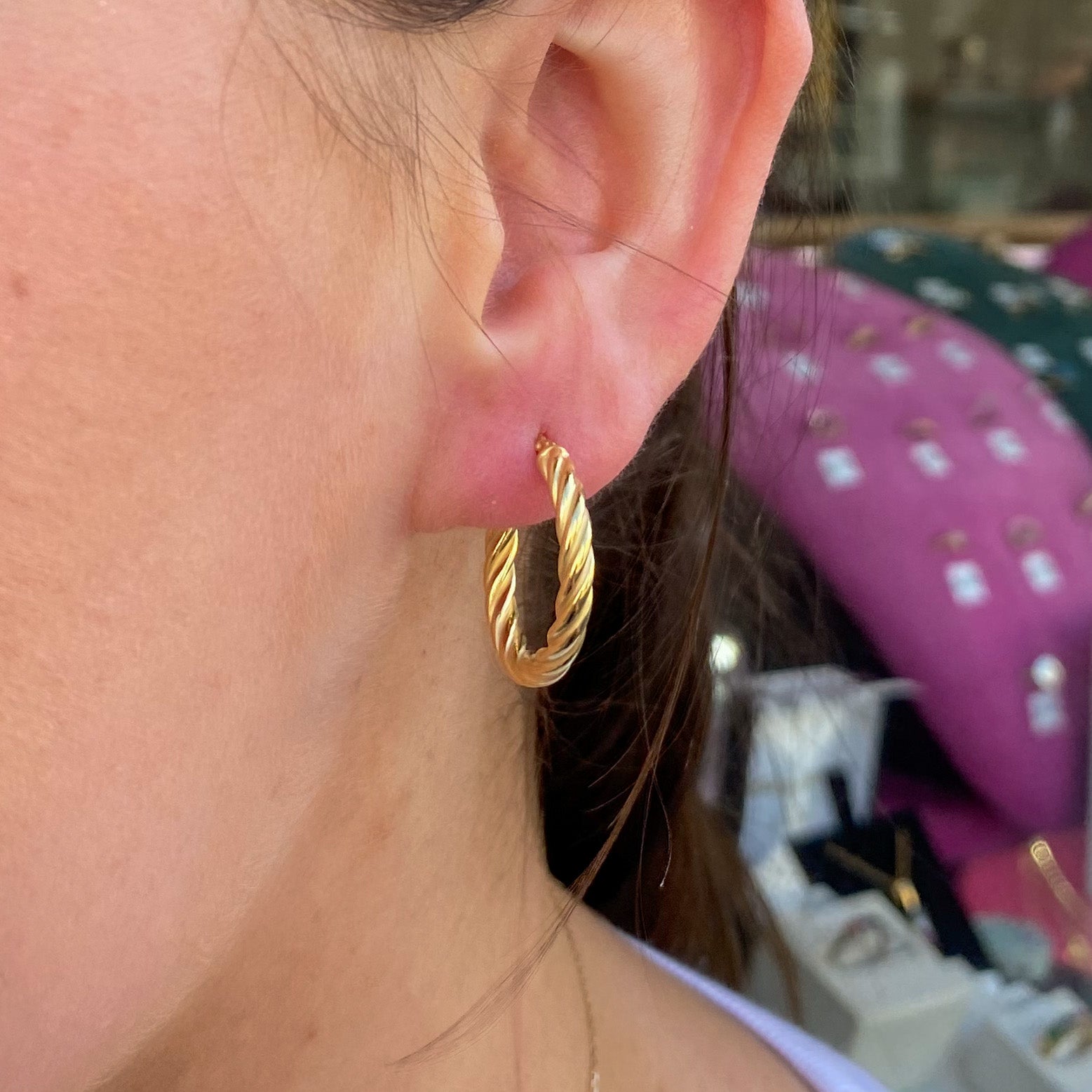 Sunshine 20mm Twist Hoop Earrings - Gold - John Ross Jewellers