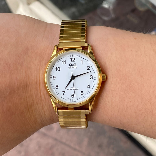 Q&Q Ladies Gold Watch with Expandable Strap - John Ross Jewellers
