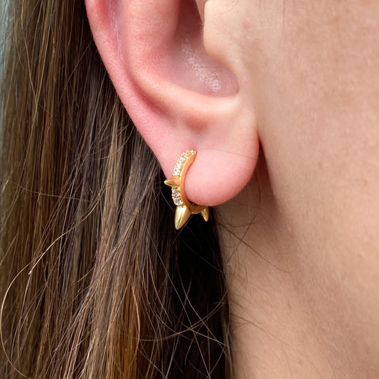 Ear Candy Three Bullet CZ Huggie Earring | Gold Plated - John Ross Jewellers