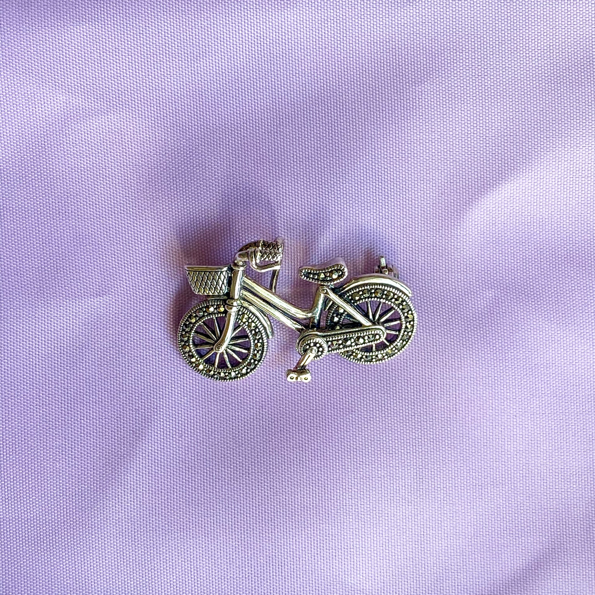 Silver Mini Marcasite Bicycle Brooch - John Ross Jewellers