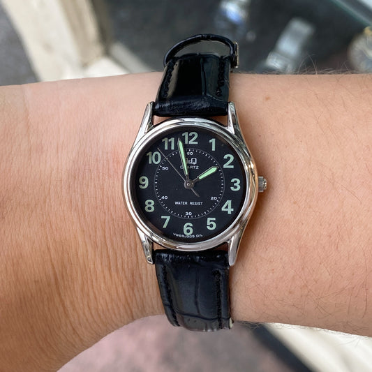 Q&Q Ladies Silver Leather Watch - John Ross Jewellers