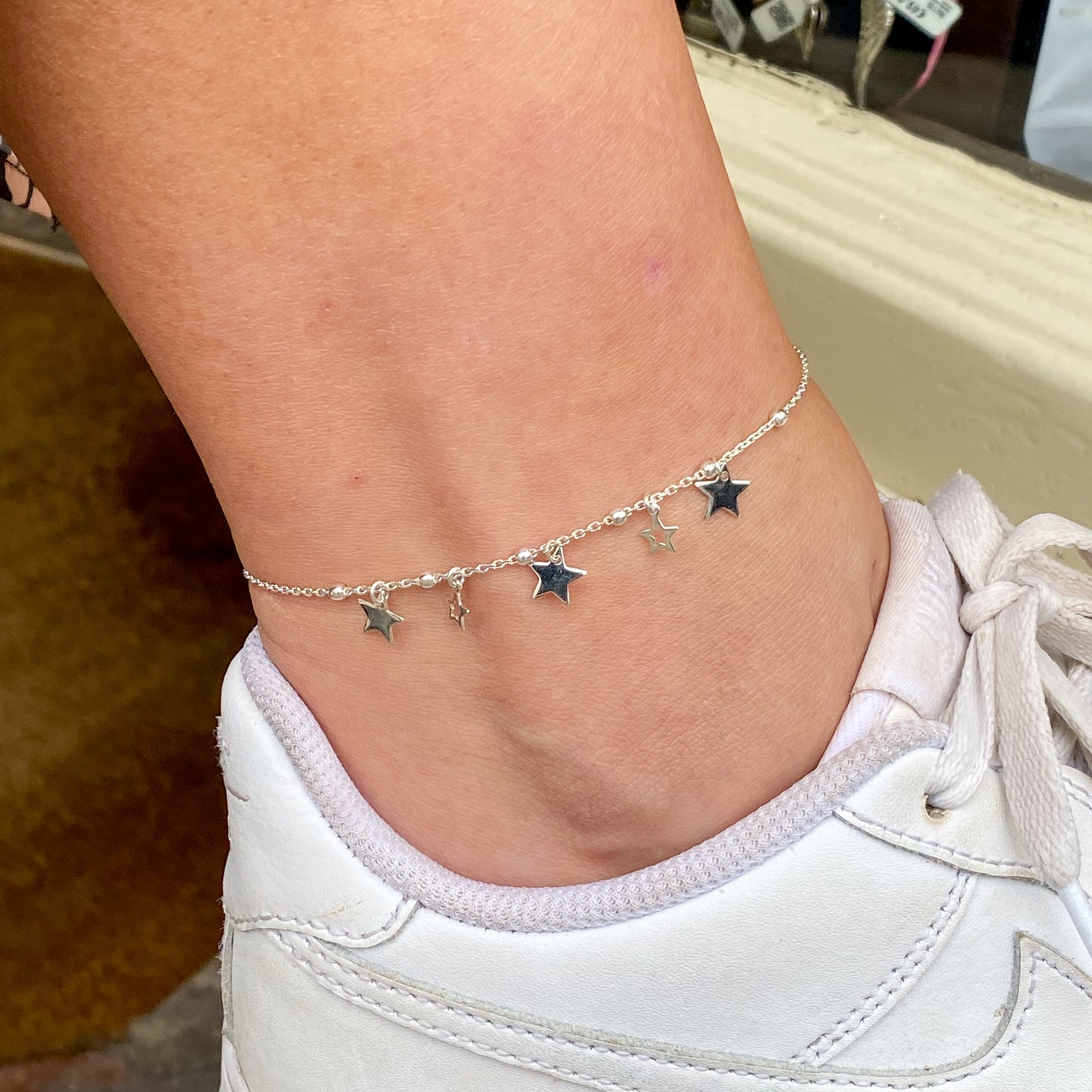 Silver Anklet - Five Star Charms | 23-26cm - John Ross Jewellers