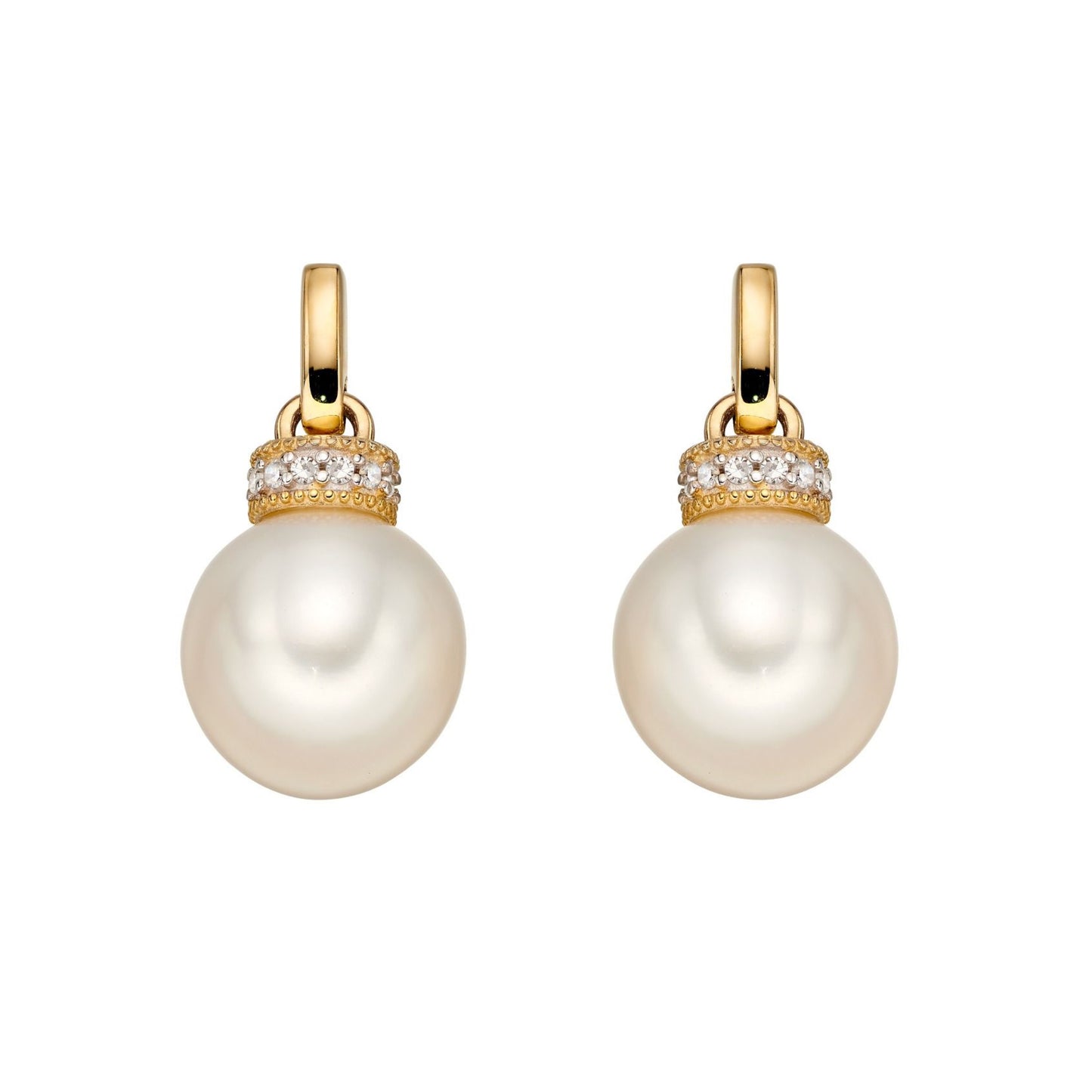 9ct Gold Diamond & Freshwater Pearl Drop Earrings - John Ross Jewellers