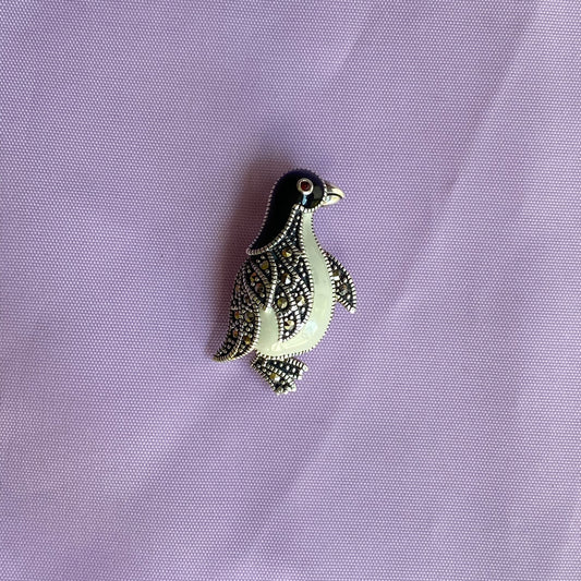 Silver Marcasite Penguin Brooch - John Ross Jewellers