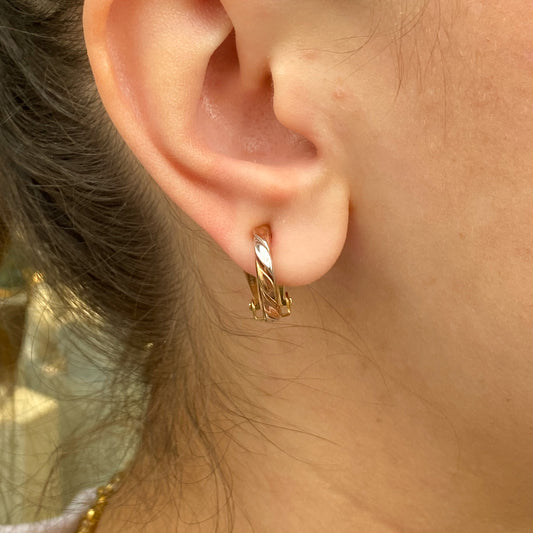 9ct Gold Three Tone Clip On Hoop Earrings - John Ross Jewellers