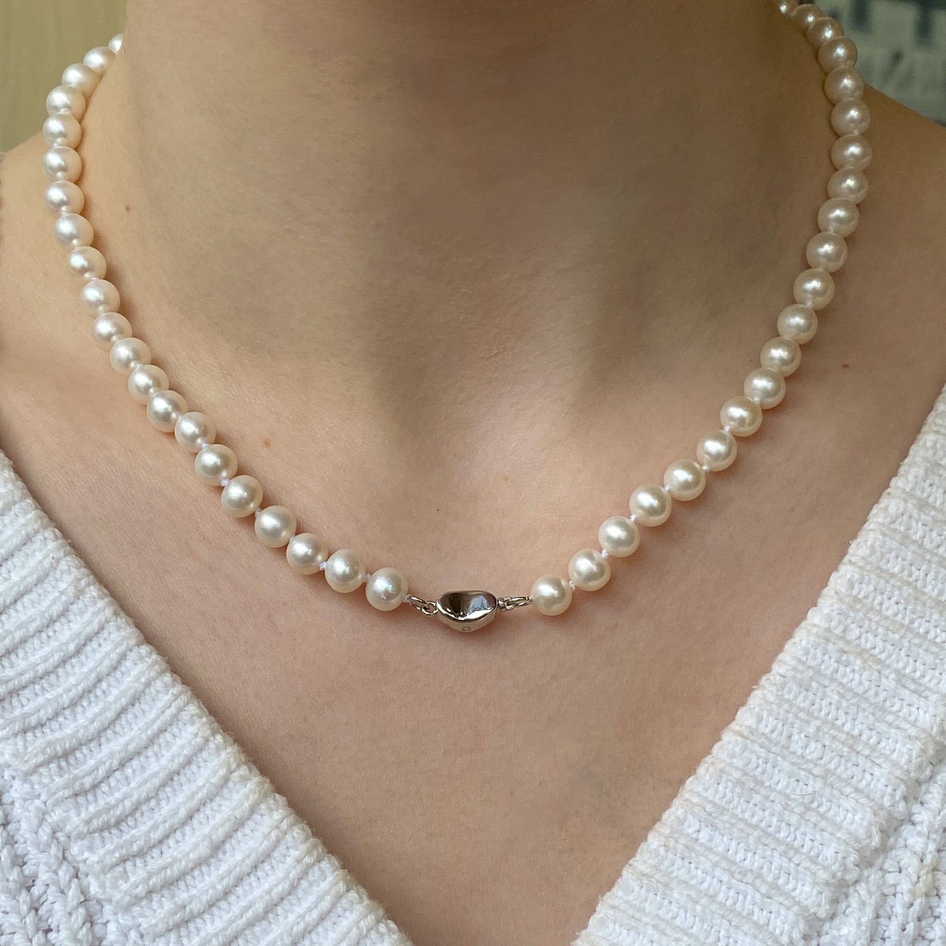 Silver Cultured Freshwater Pearl Necklace | 45cm - John Ross Jewellers