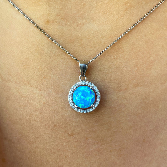 Silver Blue Opalique Necklace - John Ross Jewellers