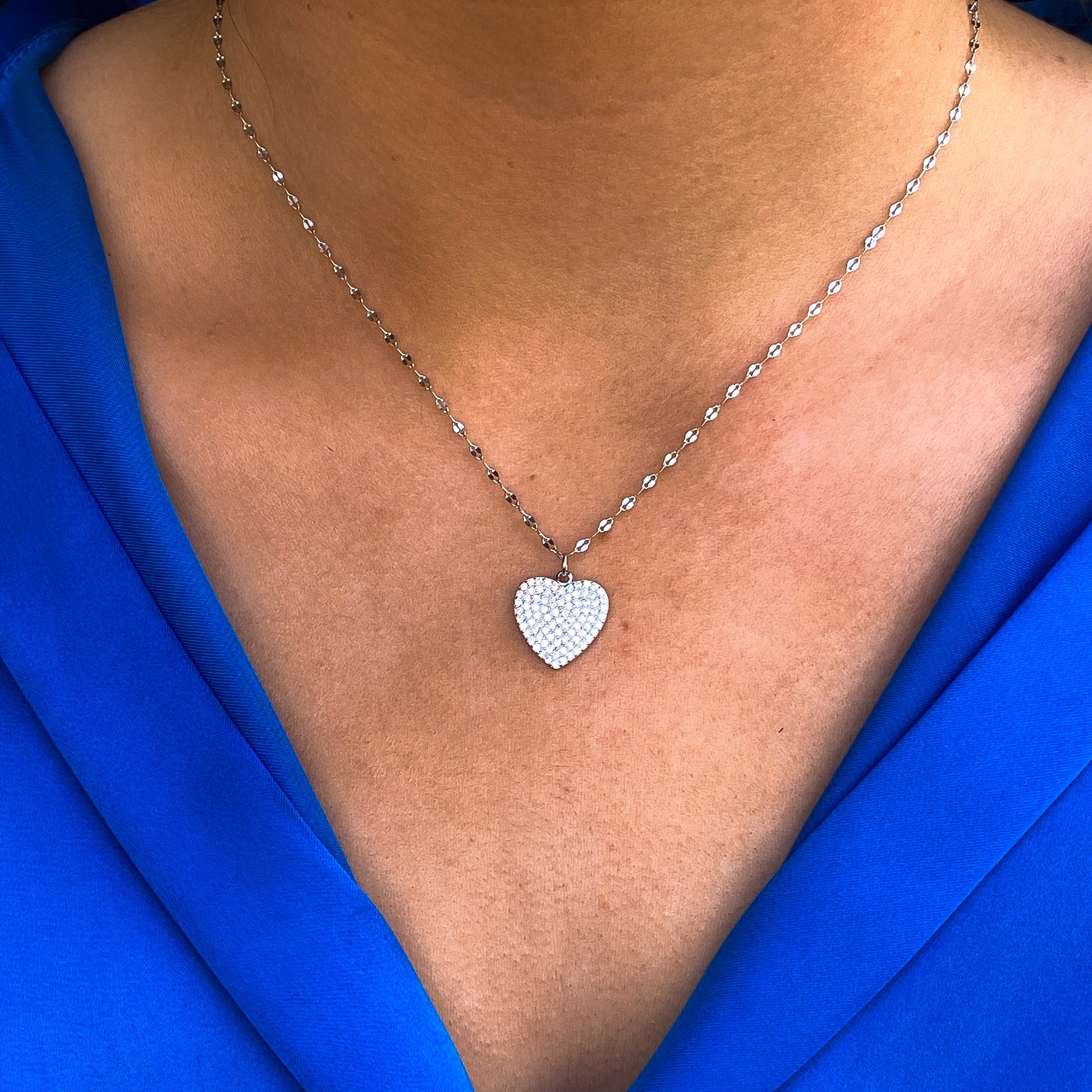 Silver CZ Heart Necklace - John Ross Jewellers