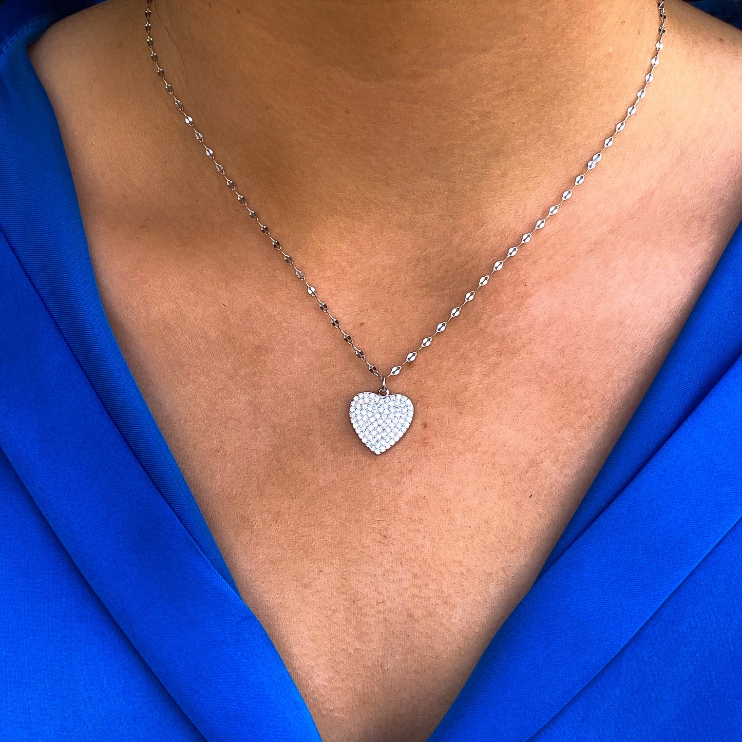 Silver CZ Heart Necklace - John Ross Jewellers