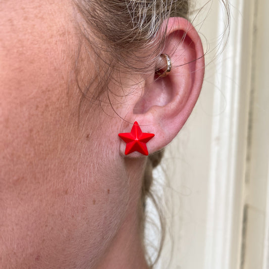 Big Red Star Stud Earrings - John Ross Jewellers