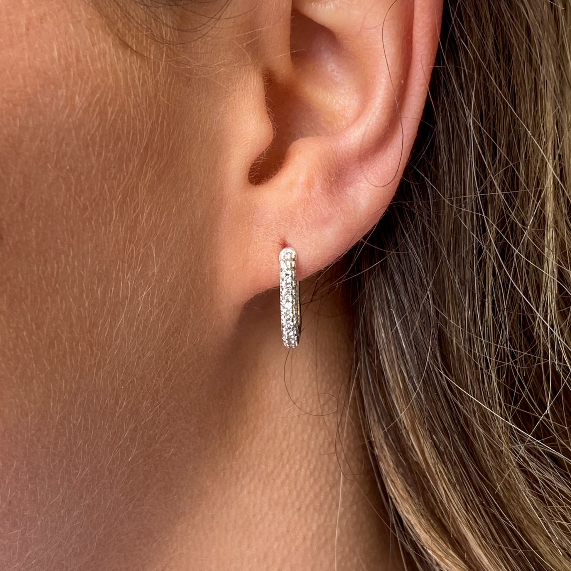 Silver Wraparound CZ Huggie Hoop Earrings - John Ross Jewellers