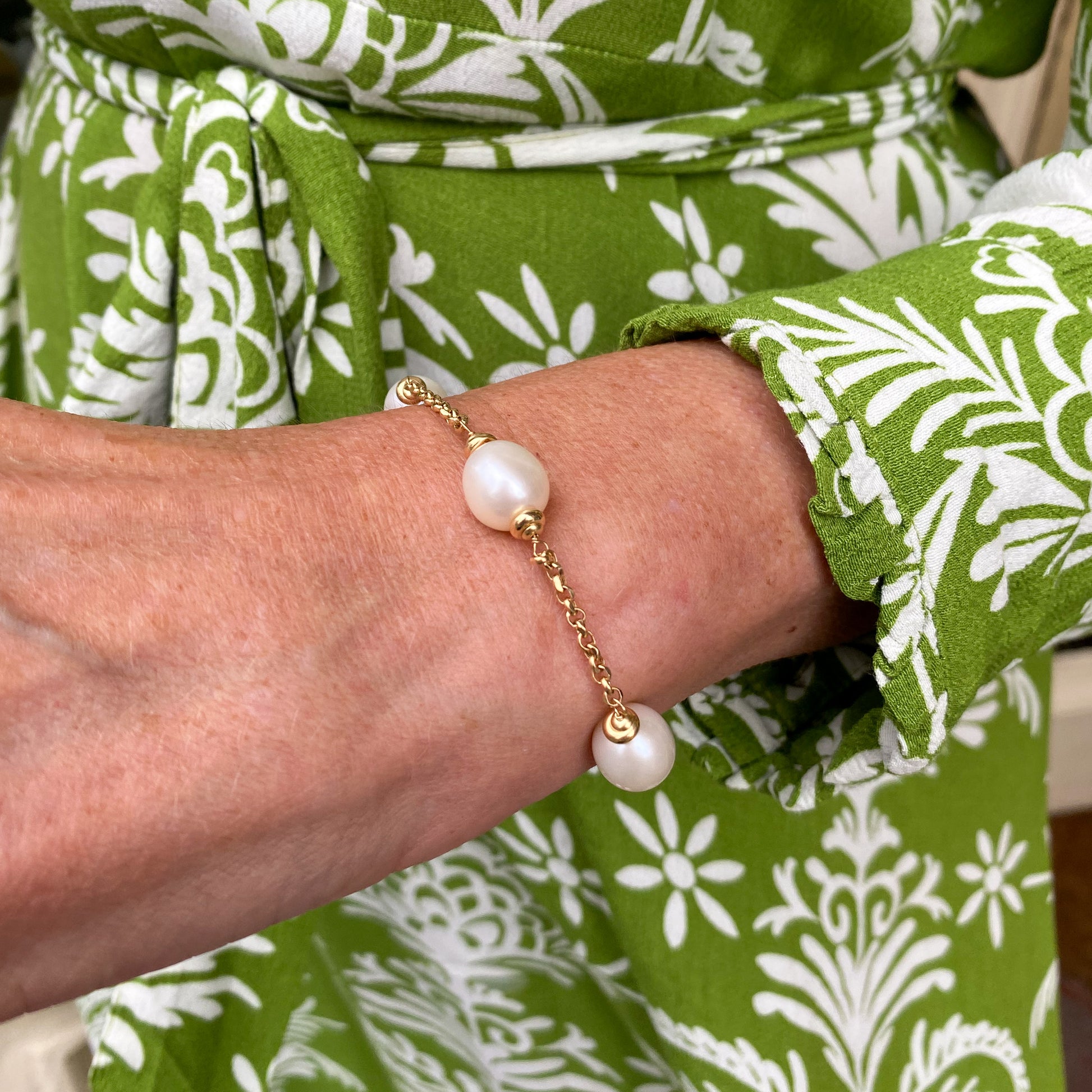 18ct Gold Pearl & Chain Bracelet |18cm - John Ross Jewellers