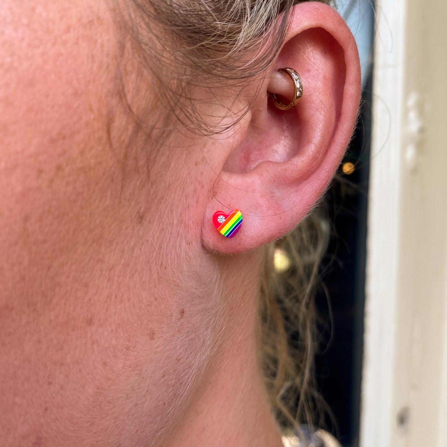 Silver Rainbow Heart Stud Earrings - John Ross Jewellers