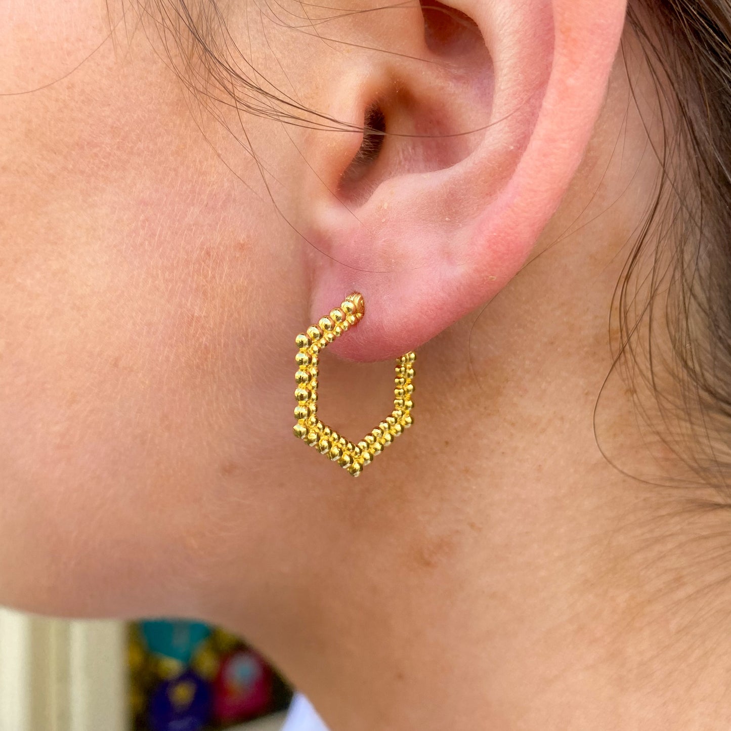 Sunshine Pentagon Beaded Hoop Earrings | 20mm - John Ross Jewellers