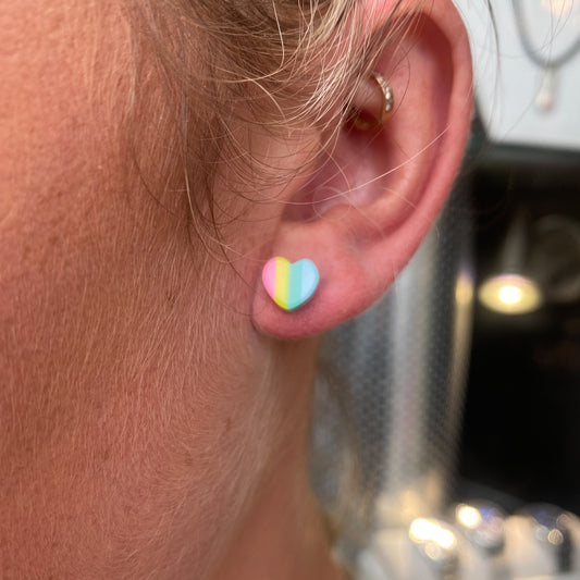Silver Pastel Heart Stud Earrings - John Ross Jewellers