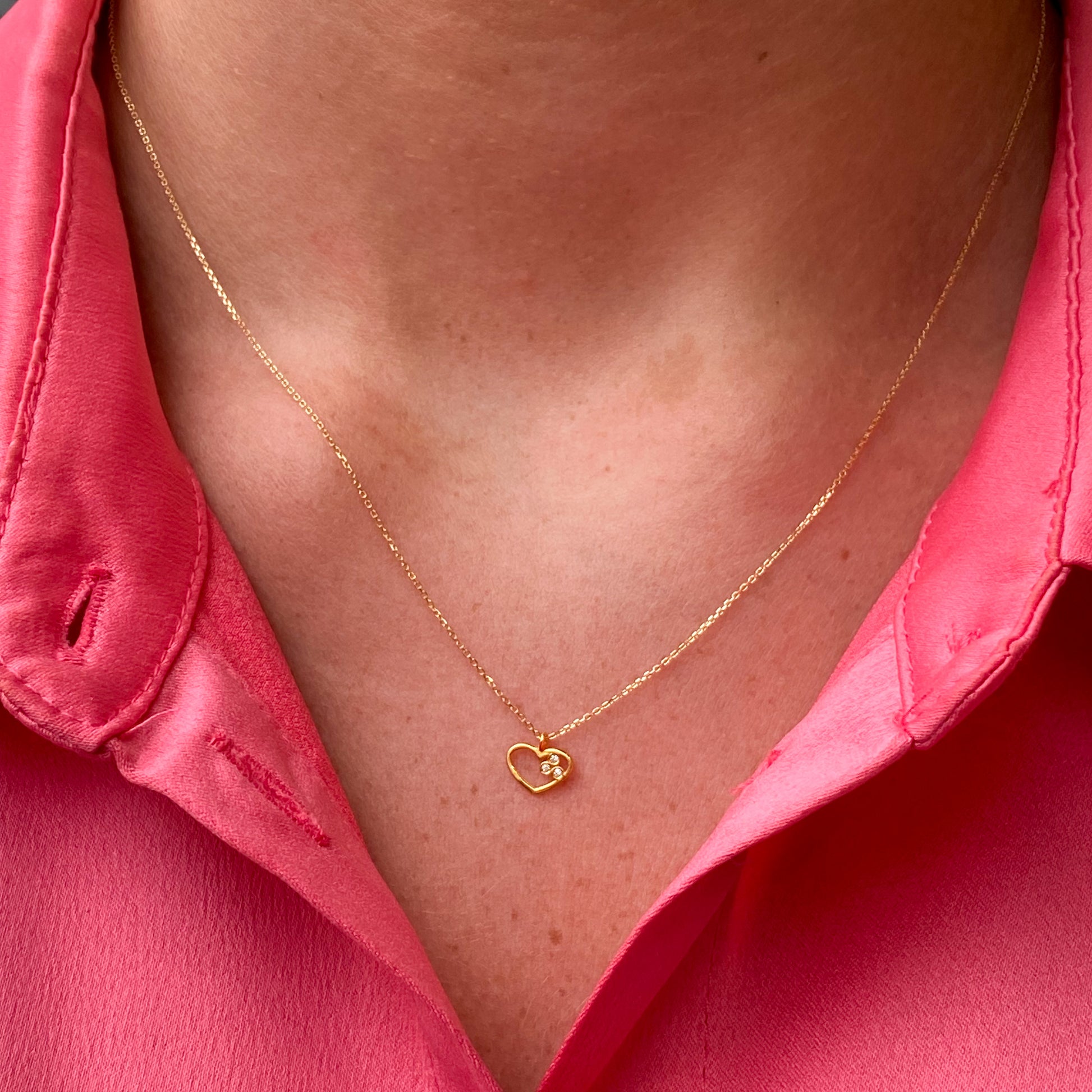 9ct Gold Darling CZ Open Heart Necklace - John Ross Jewellers
