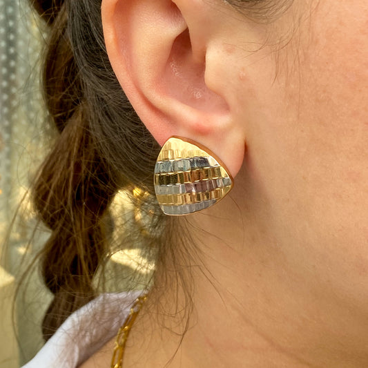 9ct Gold Two Tone Clip On Earrings - John Ross Jewellers