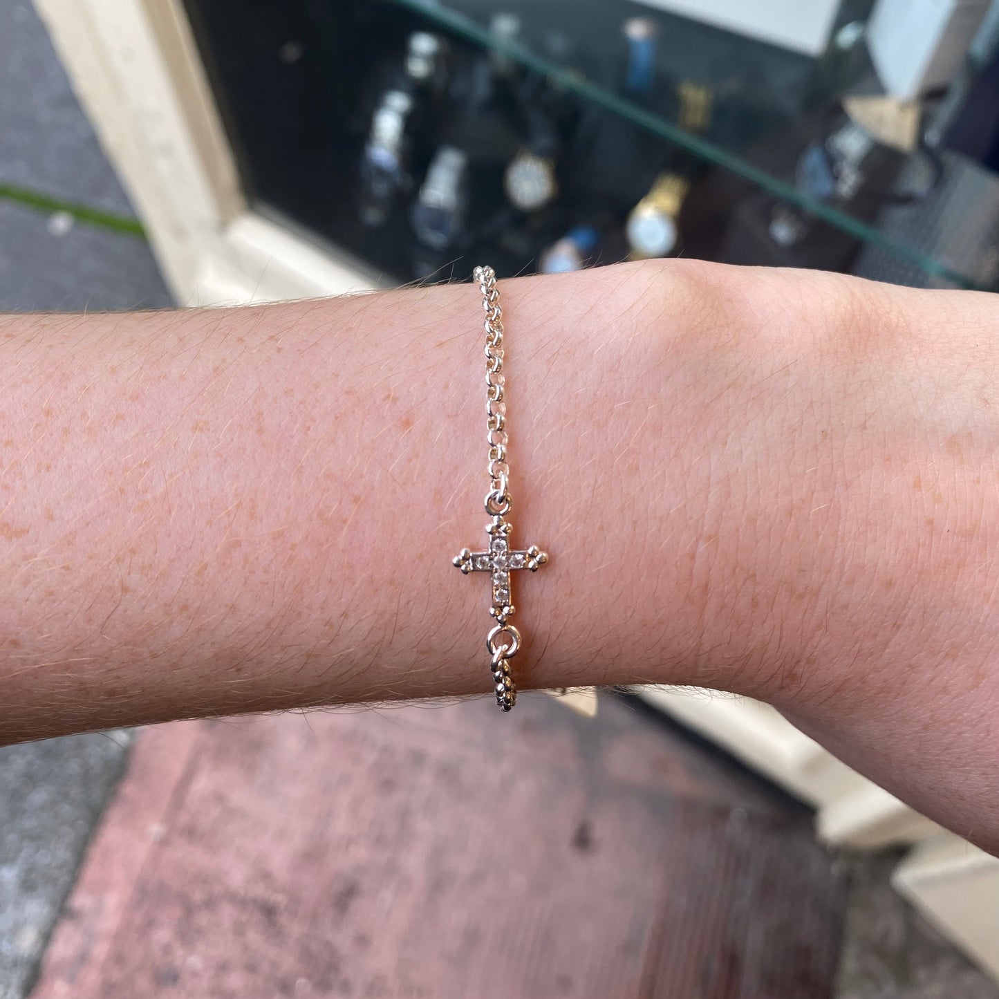 Silver CZ Cross & Miraculous Medal Bracelet - John Ross Jewellers