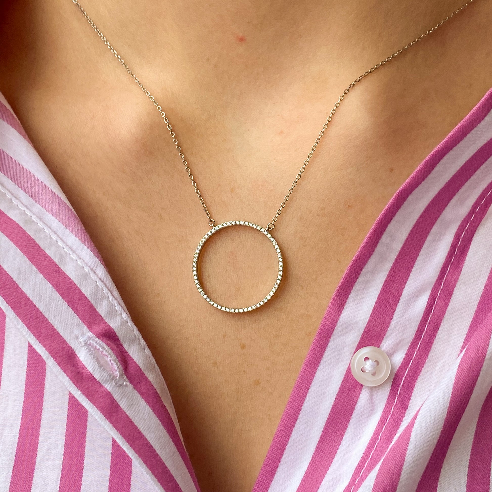 Silver Open CZ Circle Necklace - John Ross Jewellers