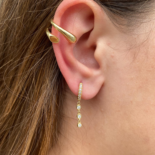 Ear Candy Trilogy CZ Huggie Earring | Gold Plated - John Ross Jewellers