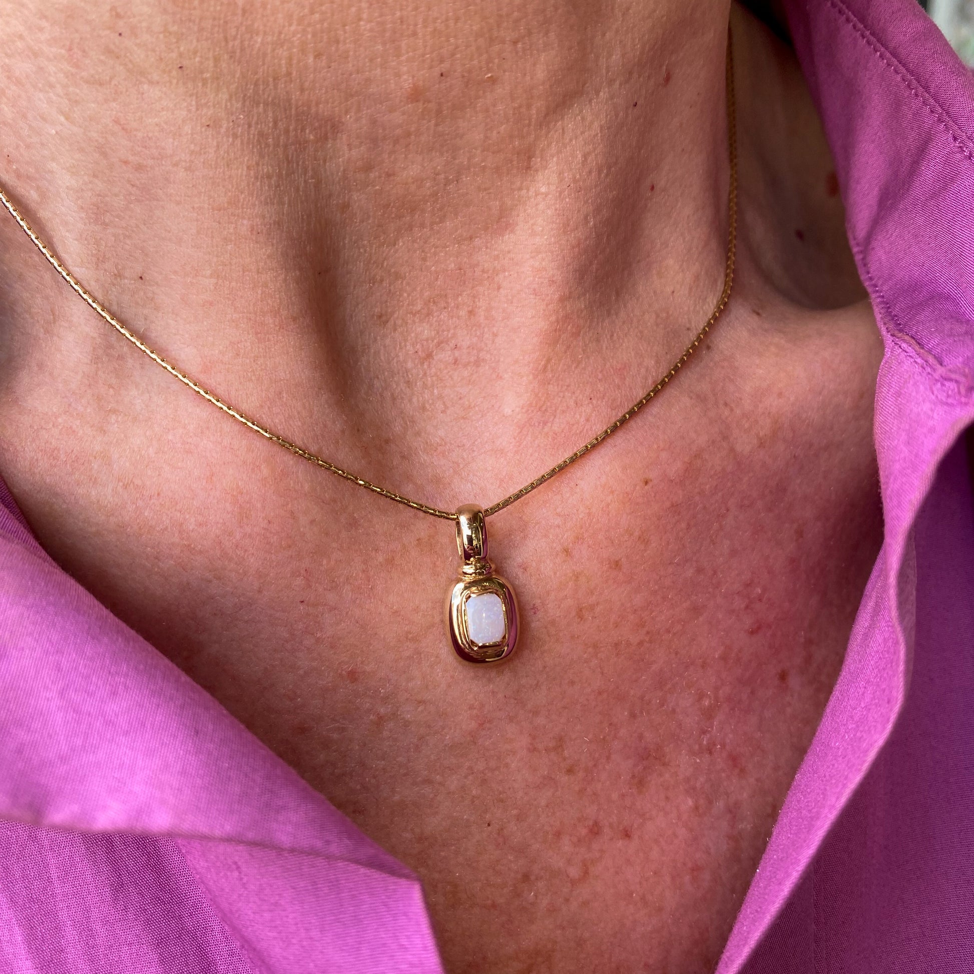 9ct Gold Gem Opal Pendant Necklace - John Ross Jewellers