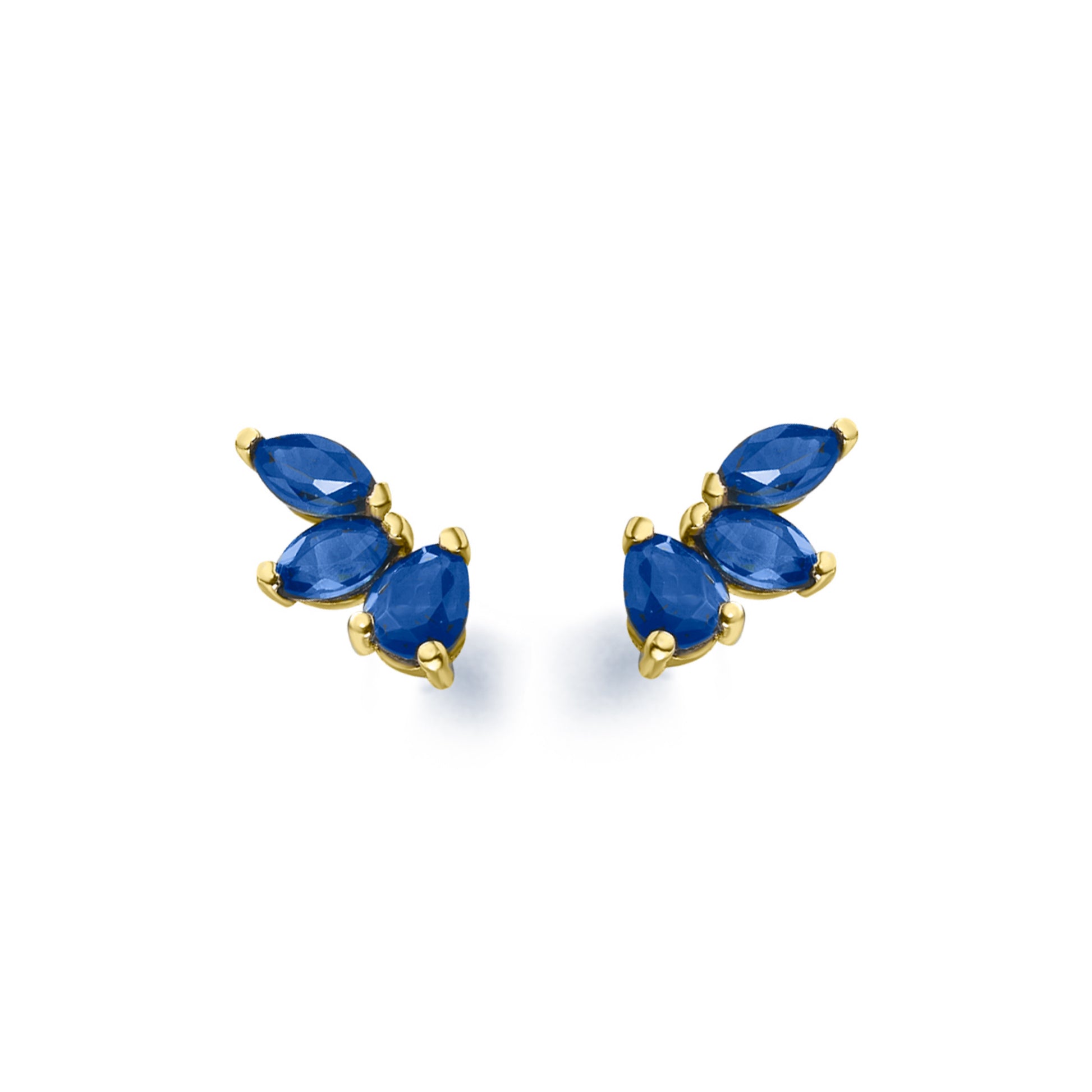 18ct Gold Marquise Sapphire Climber Stud Earrings - John Ross Jewellers