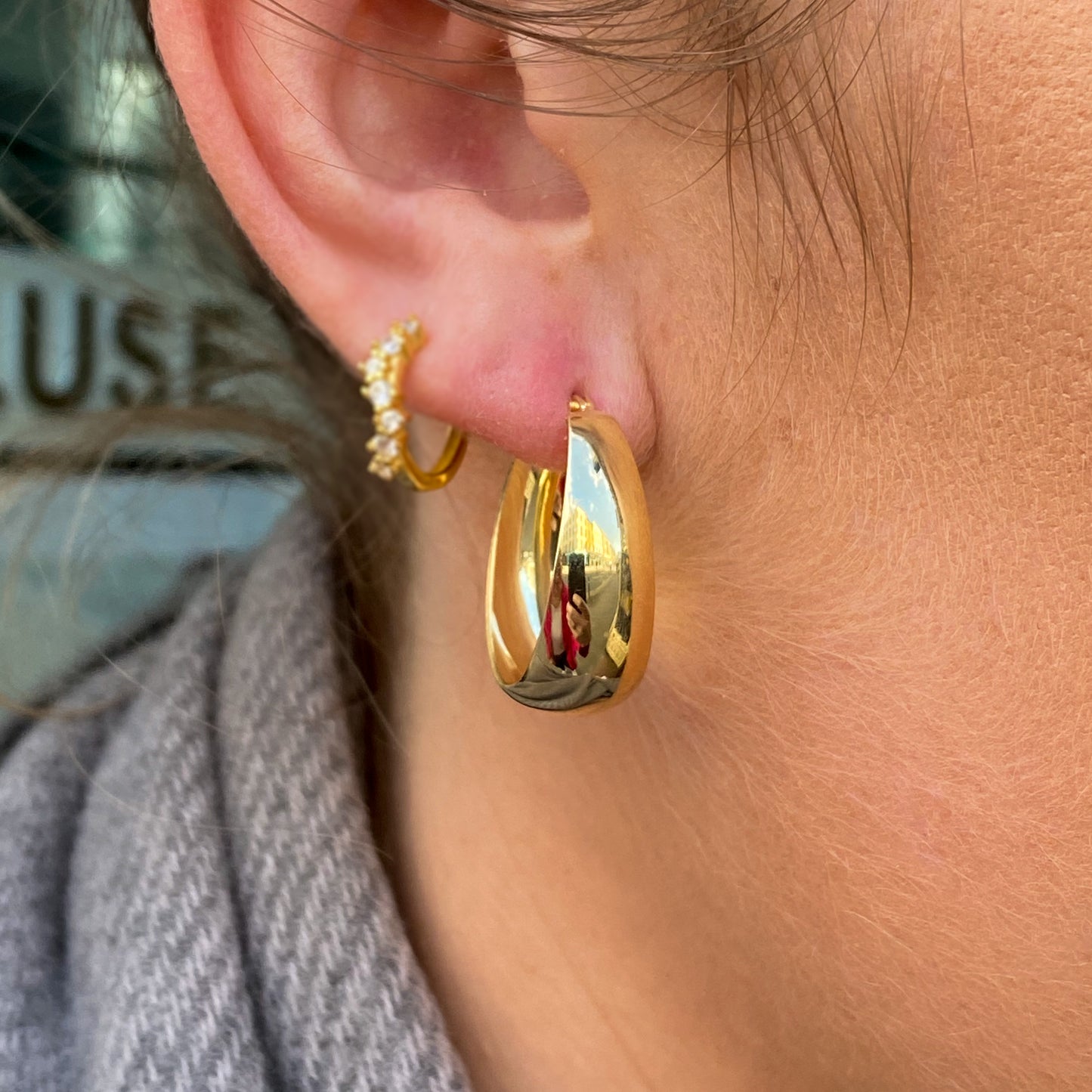 Sunshine Oval Creole Hoop Earrings | 20mm - John Ross Jewellers