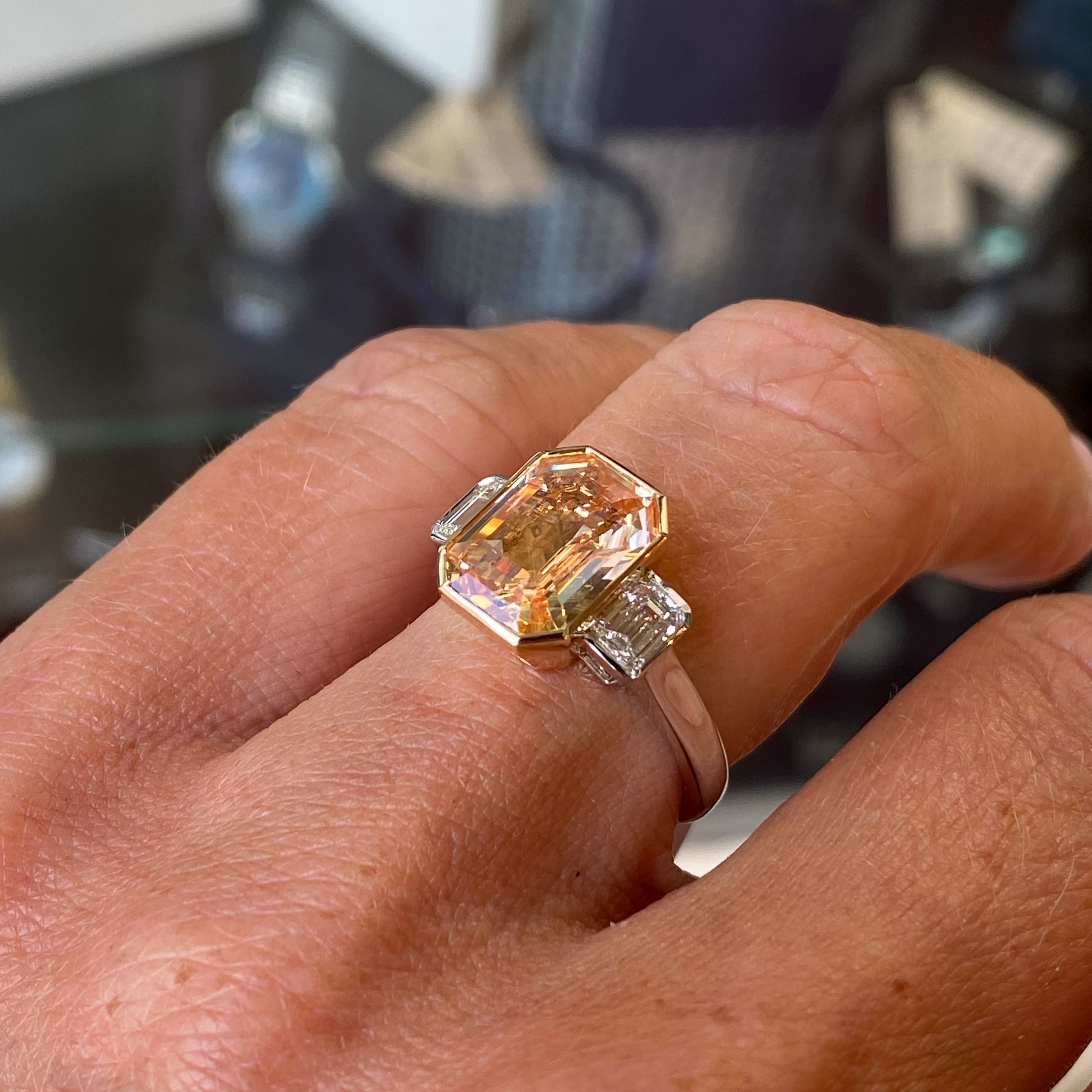 Platinum Yellow Sapphire & Diamond Ring - John Ross Jewellers