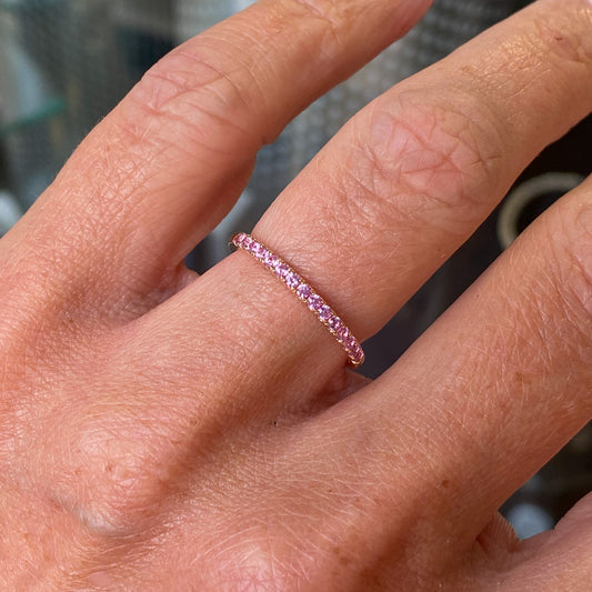 18ct Rose Gold Dainty Pink Sapphire Eternity Ring 0.30ct - John Ross Jewellers