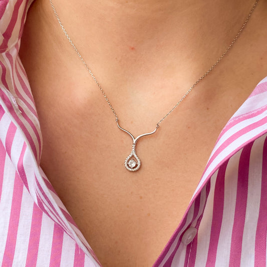 Silver Pretty CZ Necklace - John Ross Jewellers