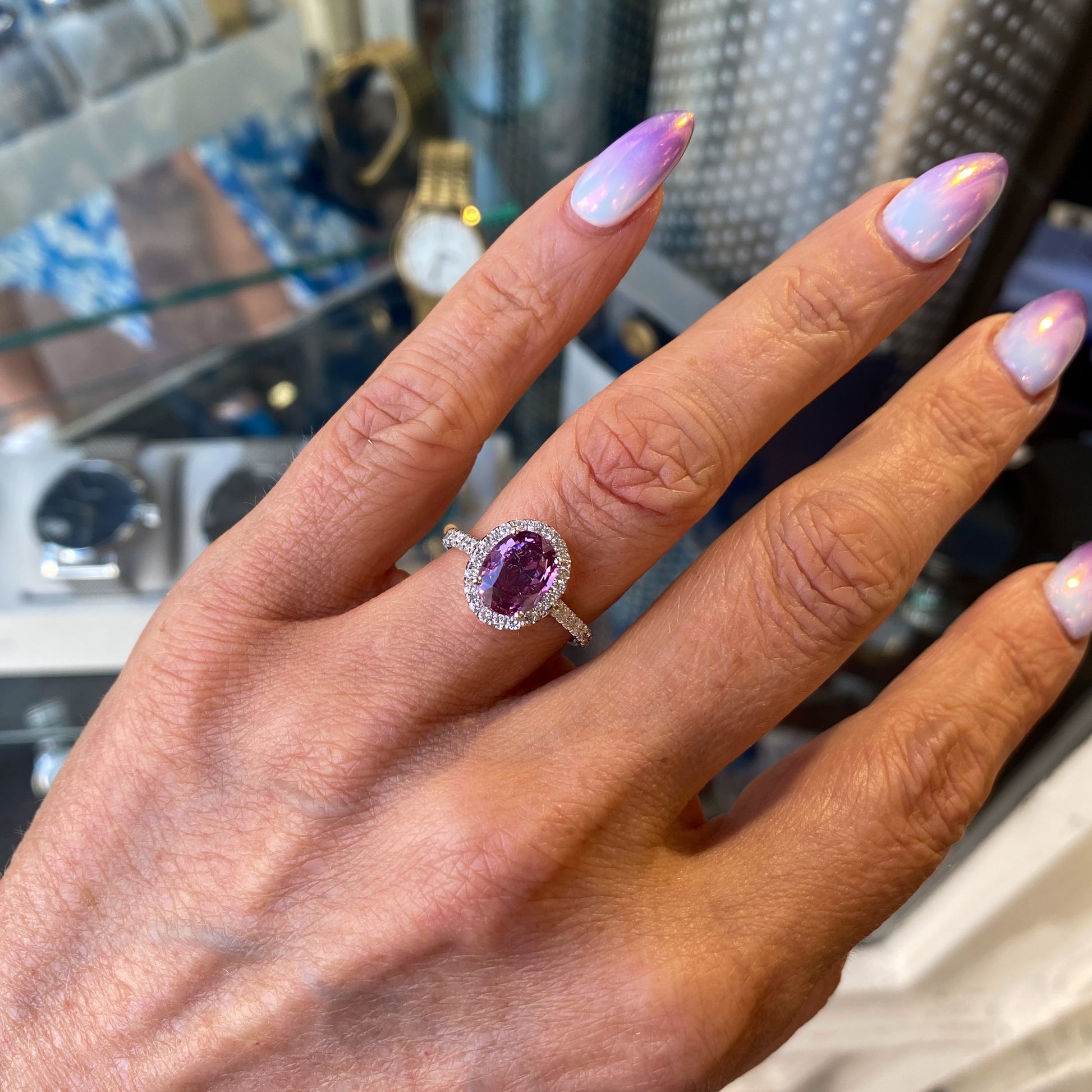 Platinum Pink Sapphire & Diamond Ring - John Ross Jewellers