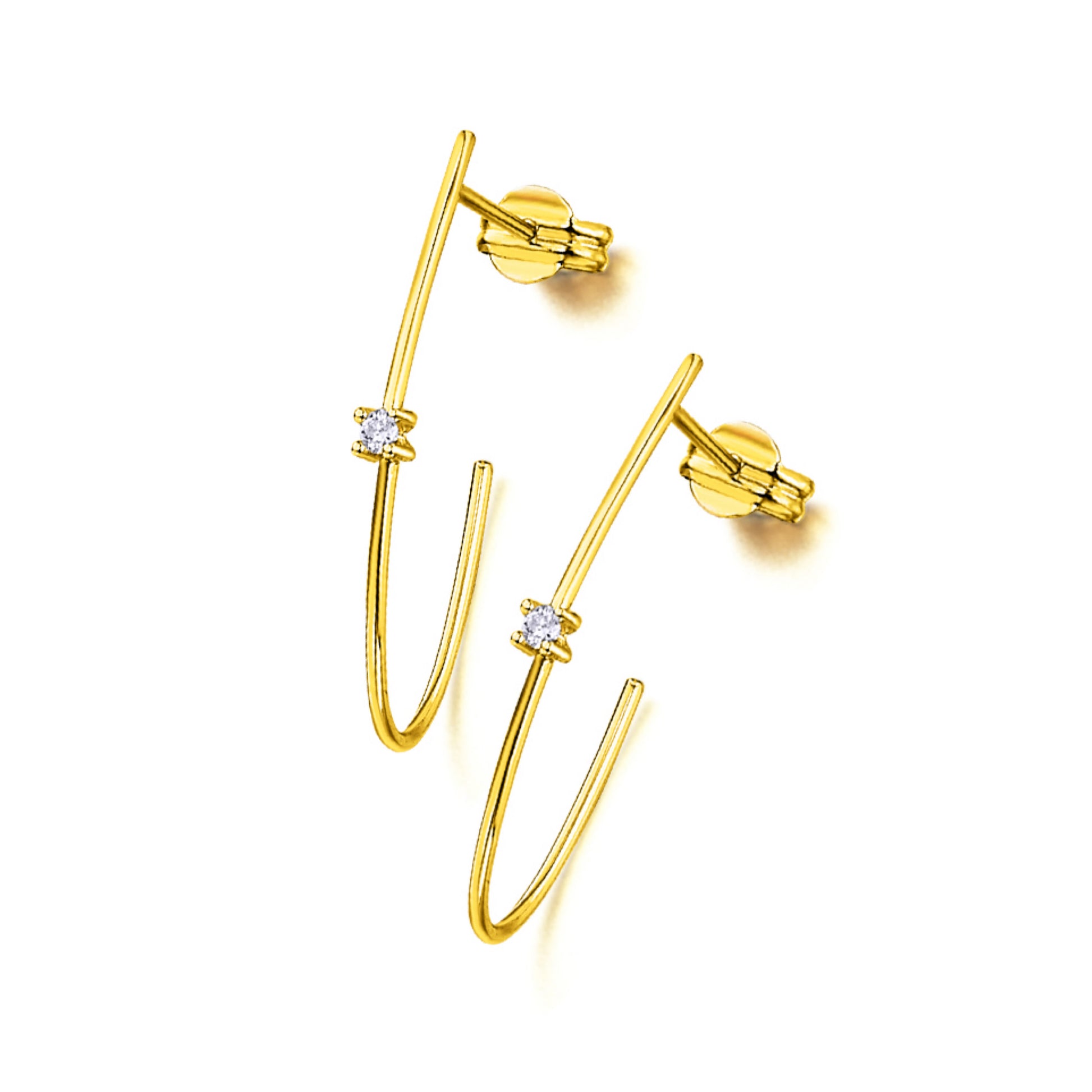 18ct Gold Diamond J Hoop Earrings | 0.05ct - John Ross Jewellers