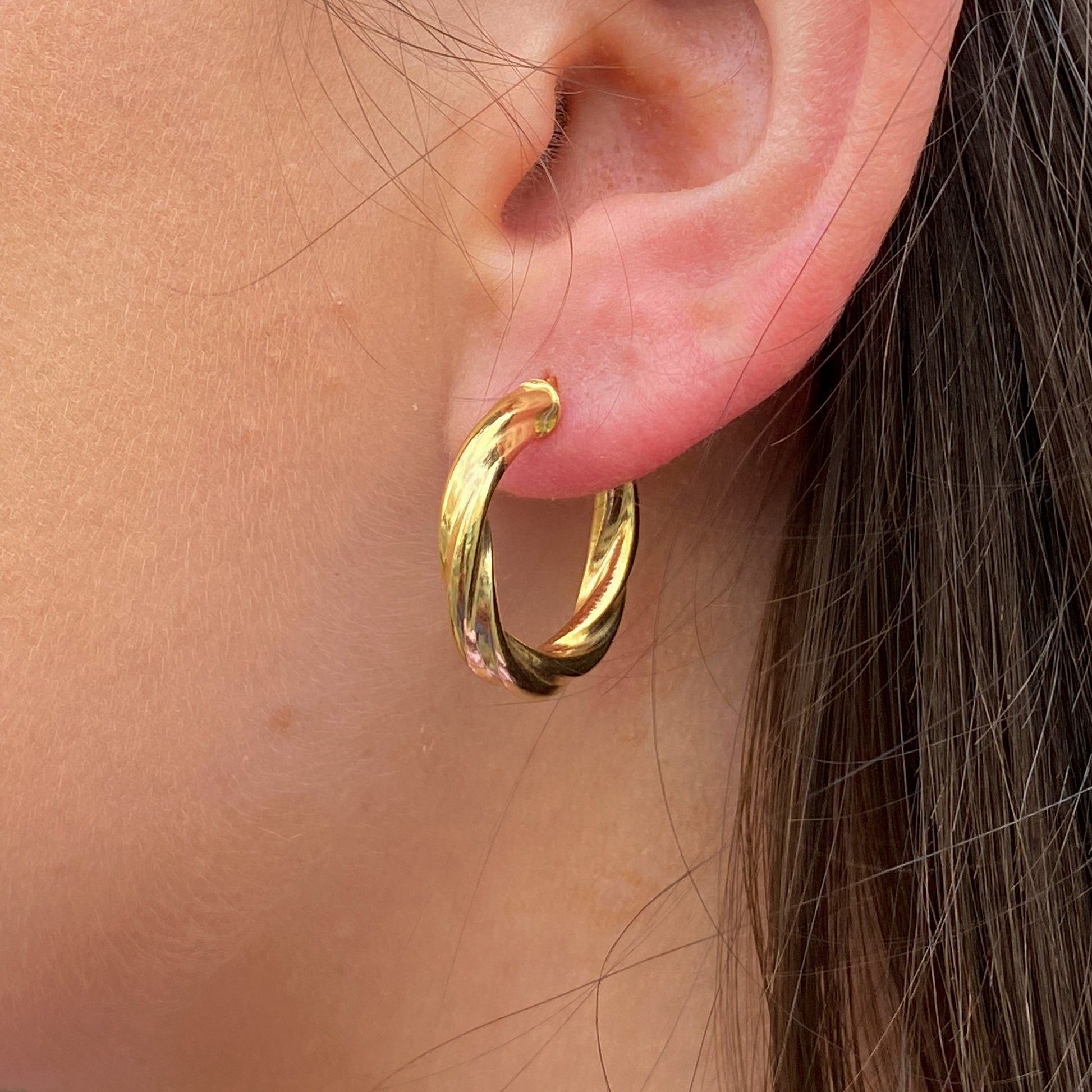 9ct Gold Chunky Twist Hoop Earrings - John Ross Jewellers