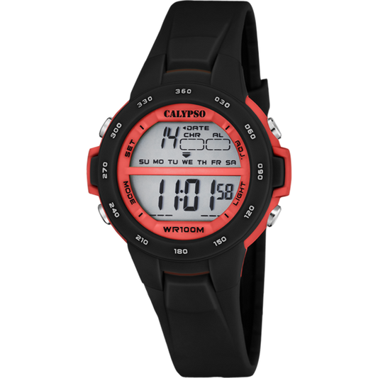 Q&Q Calypso Kids Black & Red Digital Watch