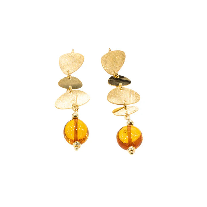 Baroque Drop Earrings | Clio | Amber