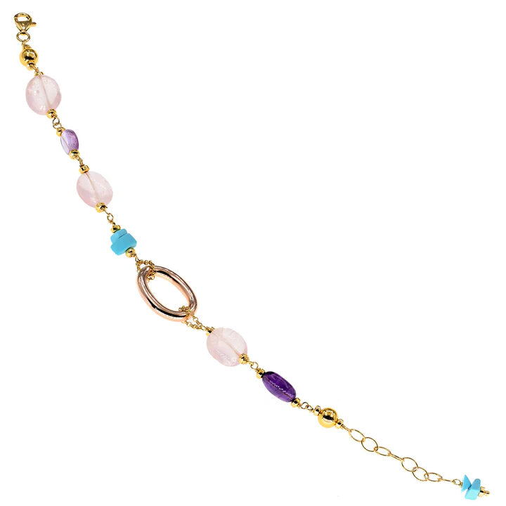 Baroque Bracelet | Horos | Amethyst, Rose Quartz & Turquoise - John Ross Jewellers