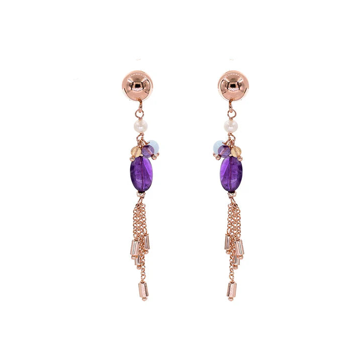 Baroque Drop Earrings | Horos | Amethyst & Quartz - John Ross Jewellers