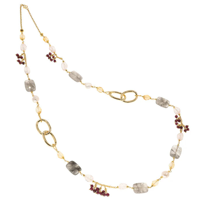 Baroque Necklace | Horos | Garnet & Quartz