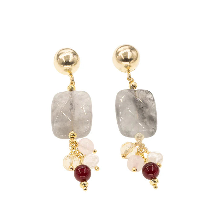 Baroque Drop Earrings | Horos | Garnet & Quartz