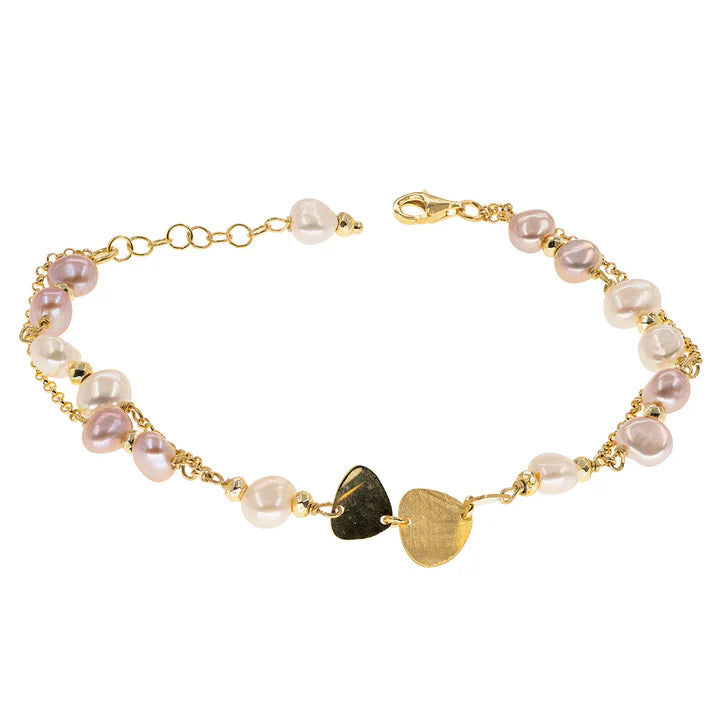 Baroque Bracelet | Marsia | Pink & White Freshwater Pearl