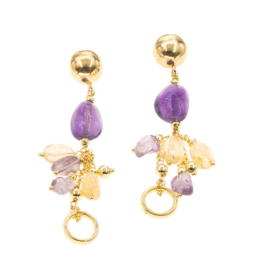 Baroque Drop Earrings | Temi | Amethyst & Citrine