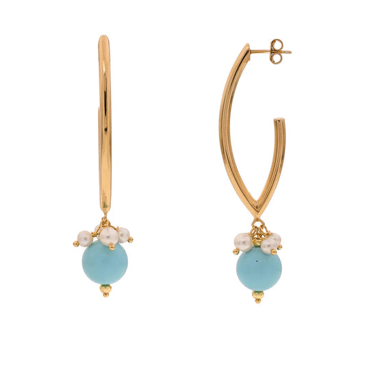 Baroque Drop Earrings | Corfu | Turquoise & Pearl - John Ross Jewellers