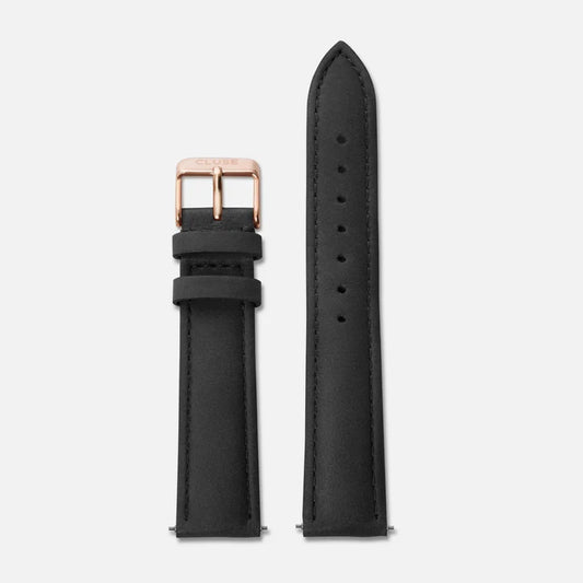 CLUSE Boho Chic Strap Black/Rose Gold Leather - John Ross Jewellers