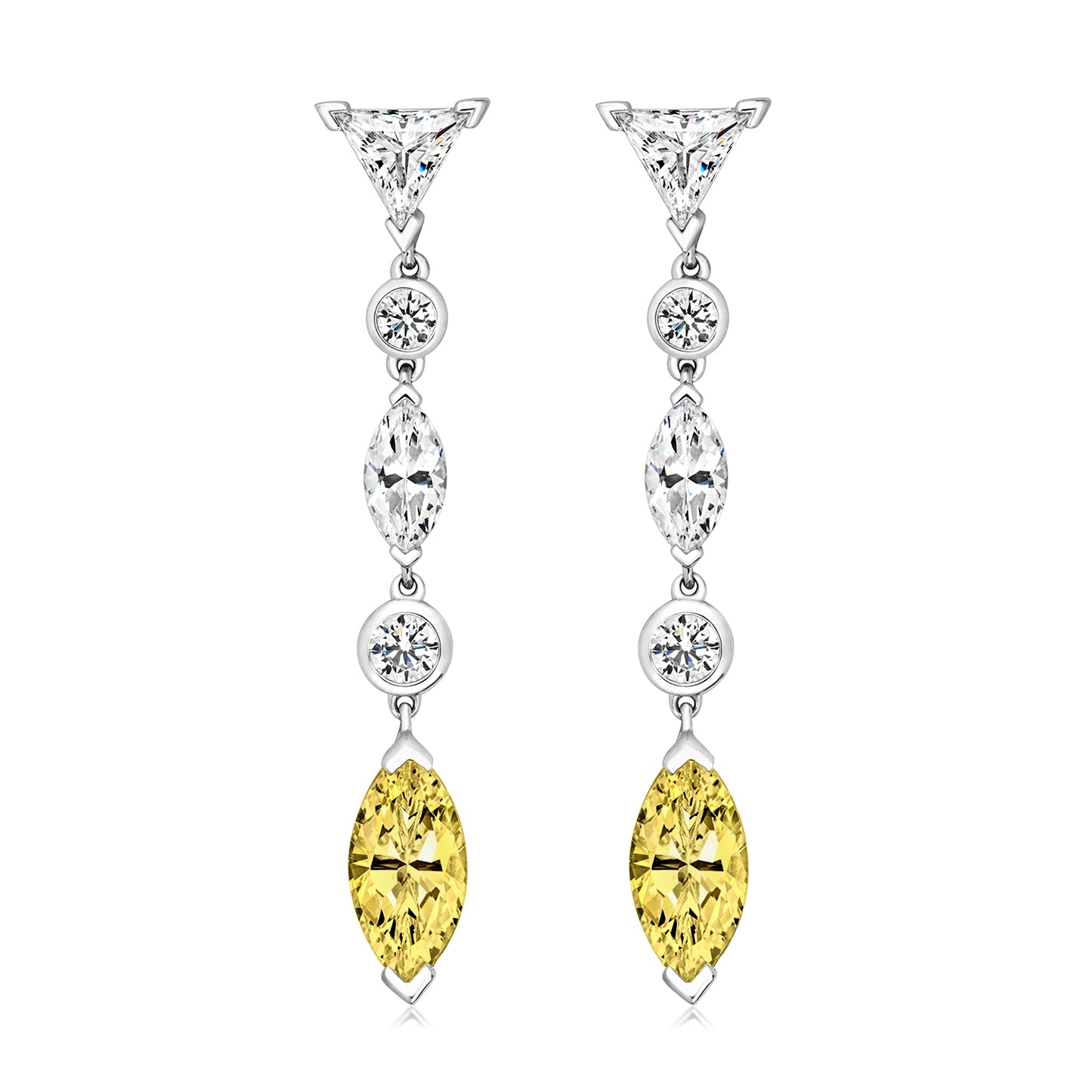 Silver Marquise CZ Drop Earrings | Lemon