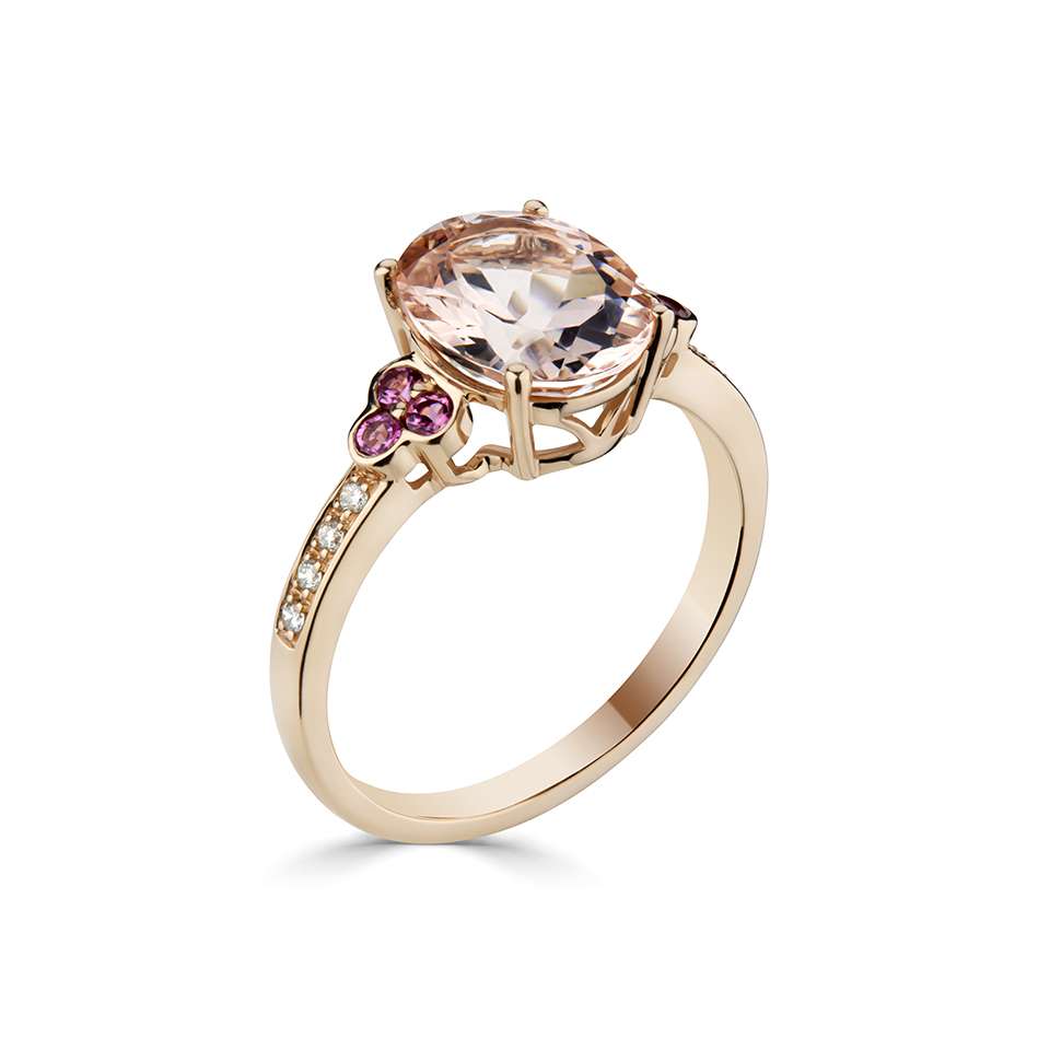 18ct Rose Gold Morganite, Pink Tourmaline & Diamond Ring - John Ross Jewellers