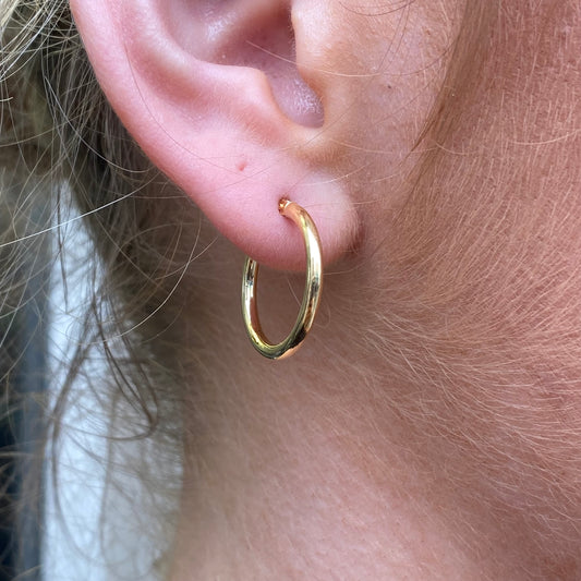 18ct Gold Classic Tube Hoop Earrings | 20mm